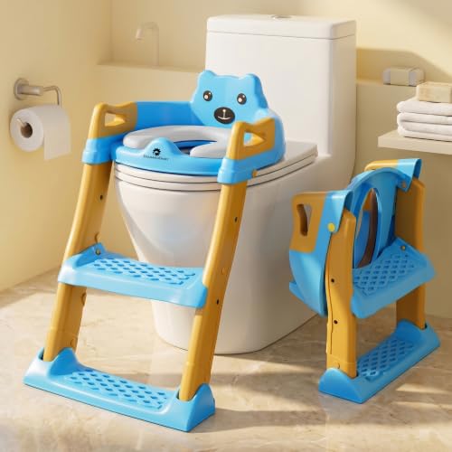Image of StarAndDaisy Potty Training Seat - Potty Seat for Kids 1-5 Years /Ladder Baby Potty Seat /Chair with Comfortable Soft Cushion, Anti-Skid Legs, Handles & Splash Guard