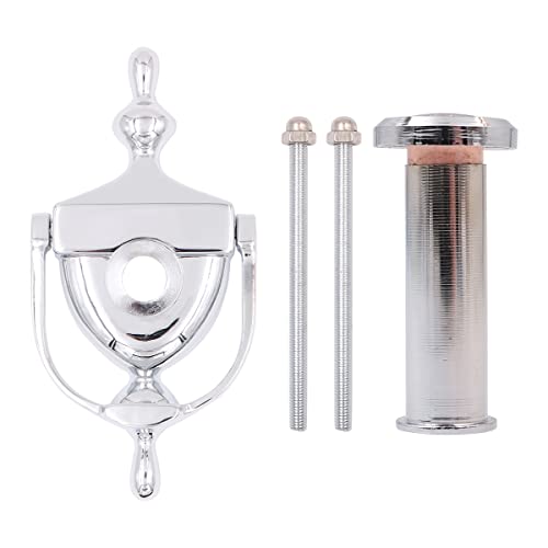 VOANZO Türklopfer für Haustür mit Spionageloch, moderner, minimalistischer Tor-Sicherheits-Türklopfer – Silber