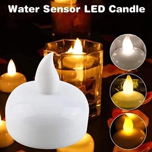Image of Wax Floating No Electricity Needed Artificial Led Light Diya With Water Sensor Best For Diwali, Party And Christmas Home Decoration, Pack Of (12), White