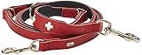 HUNTER Swiss Verstellbare Führleine für Hunde, Leder, hochwertig, schweizer Kreuz, 1,8 x 200 cm, rot, rot/schwarz