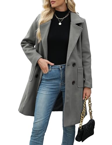 Bankeng Women Winter Wool Blend Camel Mid-Long...