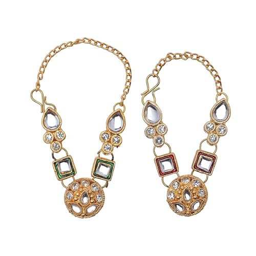 Lot de 2 perles Mala Design Dieu pour Ganesh Laddu Gopal/Devi Maa/Radha Krishna Haar Sringar Statue de Dieu pour toutes les décorations indiennes traditionnelles Janmashtmi (taille - 3,8 cm