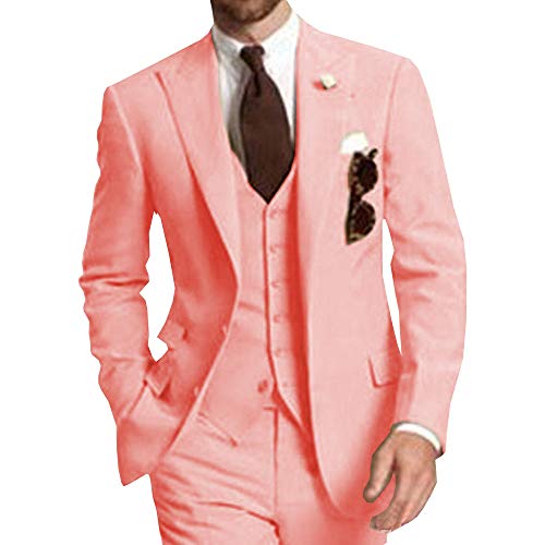 Men's 3 Pieces Formal Solid Mens Suit Slim Fit Classic Design Tuxedos for Wedding Groomsmen(Blazer+Vest+Pant)3