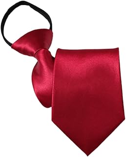 Boys Pre-Tied Necktie-Adjustable Kids Skinny-Tie 2.36 Inch Solid-Color-Tie for Wedding School Graduation