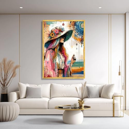 Affiches et impressions sur toile bohème de portrait de femme abstraite 70x100cm