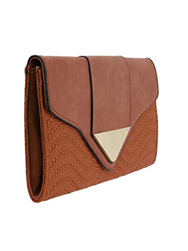 Bolsa Couro Envelope Feminina Alto Relevo Transversal (Caramelo)
