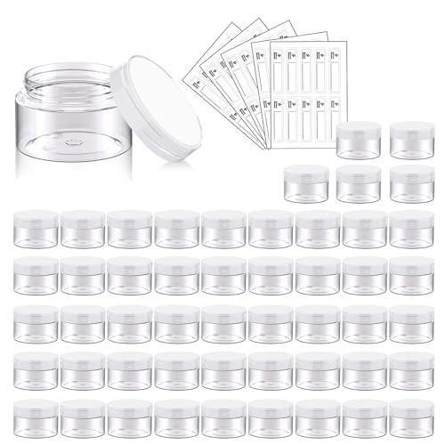 Eternal Moment 50 Pack 1 OZ Plastic Jars Clear Cosmetic Container with Lids