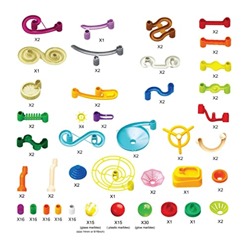 Marble Master Marble Run - 200Pc Building Set & Glow In The Dark Glass Marbles For Boys & Girls, Build Large Roller Coaster Tracks & Racing Circuit Runs, Stem Toy Track Builder Kit For Kids Ages 8-12 #TOP6
