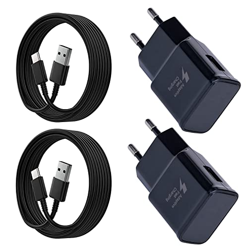 (Lot de 2) Powersky Chargeur USB C Charge Rapide avec 1,5m Câble pour Samsung Phone Galaxy S21, S20, S10, S9, S8, Note 10, 9, 8, 7 Et A53, A7, Série A, USB...
