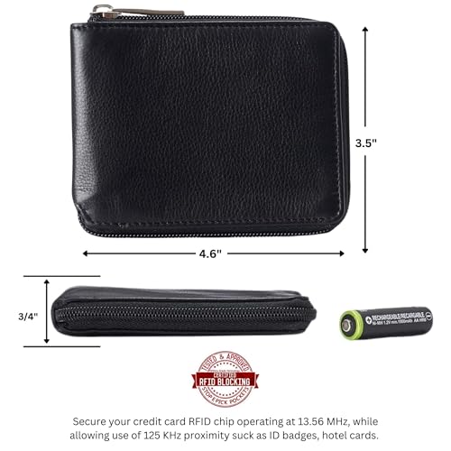 Image of Alpine Swiss Logan Mens Bifold Wallet All-Around Zipper Closure RFID Safe