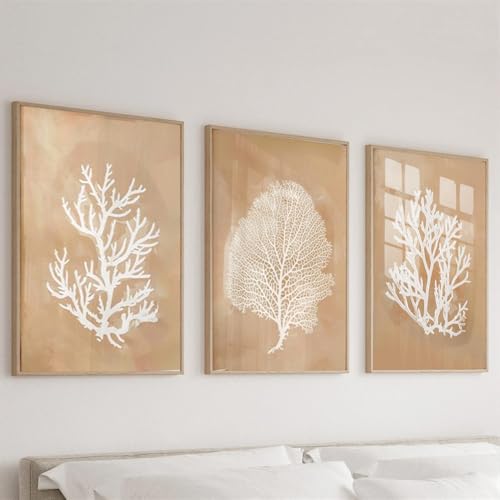 3 Pieces Beige Coral Art Print Set Poster Prints Painting