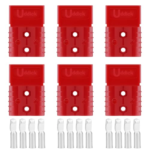 Uddick 6PCS 120A Battery Cable Quick Connect/Disconnect Connector Plug Kit for Car Forklift Motor Winch Trailer (Red 2AWG)