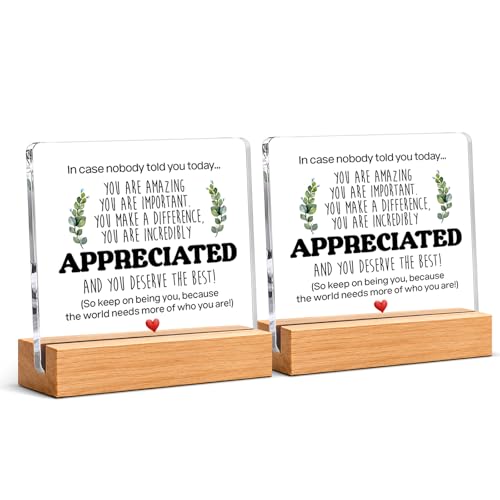 Thank You & Appreciation Gifts Bulk for Coworkers, Friends, Women and Men, Inspirational Gift Ideas, Motivational Desk Decor for Office Home, 4 x 4 Inches, Set of 2