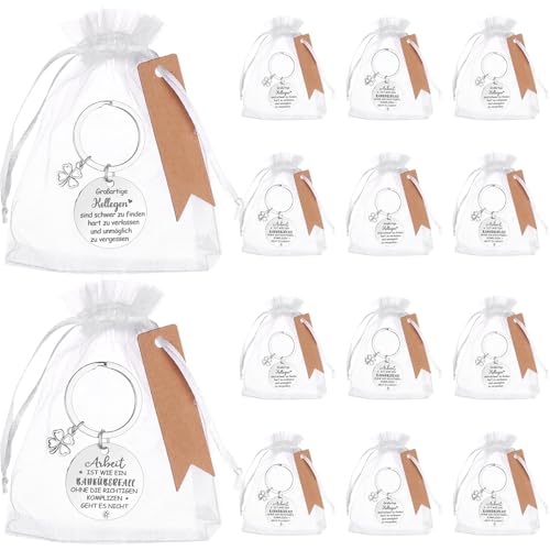 12 Sets Schlüsselanhänger Abschiedsgeschenke für Kollegen Kolleginnen Edelstahl Vierblättriges Anhänger Schlüsselanhänger Dankeschön Geschenke Motivationsgeschenke Glücksbringer für Mitarbeiter