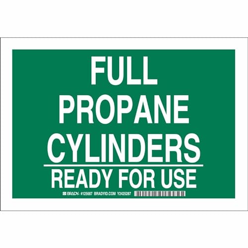 Brady 125688 Chemical and Hazard Sign, Legend "Full Propane Cylinders Ready for Use", 10" Height, 14" Width, White on Green