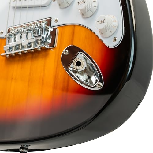 Image of STA 39-Inch 6-String Electric Guitar for Beginners & Intermediate (Sunburst) | SSS Single Coil Pickups | Basswood Body, Rosewood Neck & Fretboard | Standard Tremolo Bridge with Whammy Bar