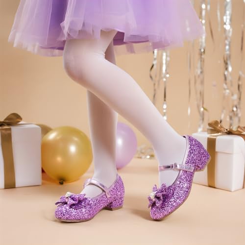 Image of DREAM PAIRS Girls Dress Shoes Princess Shoes for Toddler Little Girl Mary Jane Low Heels Glitter Flower Party Wedding Footwear