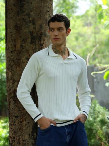 Image of Kvetoo Full Sleeve Winter Wear Woolen Collar Polo Sweater for Men