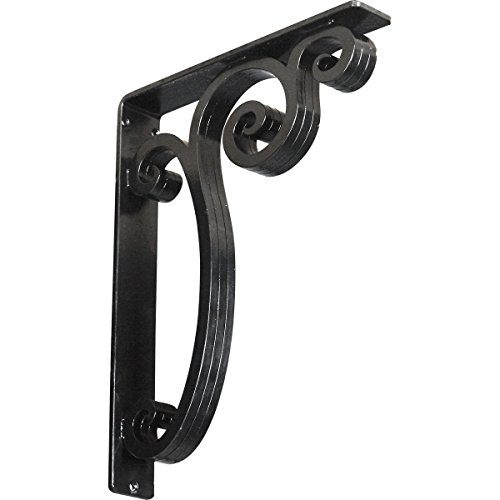 2" W x 12" D x 15" H Avery Wrought Iron Bracket, (Triple Center Brace), Powder Coated Black
