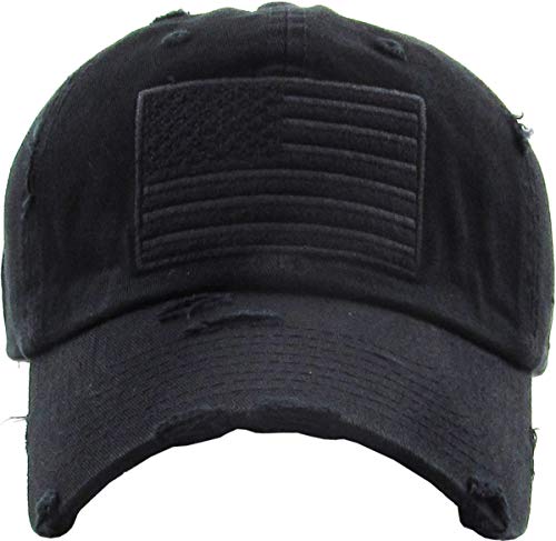 Kbvt-209 Blk Tactical Operator With Usa Flag Patch Us Army Military Baseball Cap Adjustable #TOP1