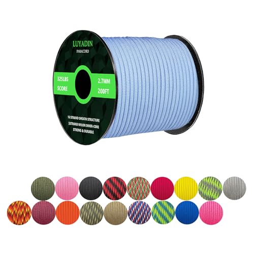 LUYADIN Paracord 325lb Diameter 2.7mm - 5 Strand Parachute Spool Cord - 100ft 200ft,Paracord for Camping,Hiking,Fishing,Outdoor and DIY