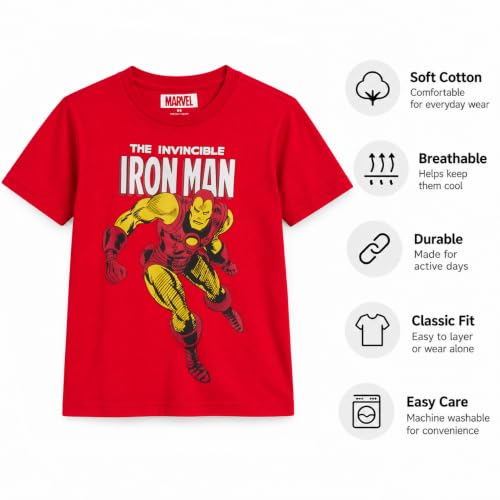 Marvel Boys Shirts Spiderman Avengers Hulk Iron Man Graphic Tees for Boys - image 5