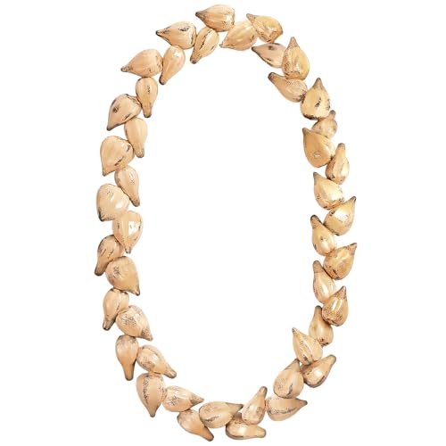 Daifunli Ula Fala Samoan Necklace Artificial Samoan Necklace Ula Fala Chief Lei Polynesia Traditional Wrestling Favor for Women Men(Natural Brown,47 Inches)