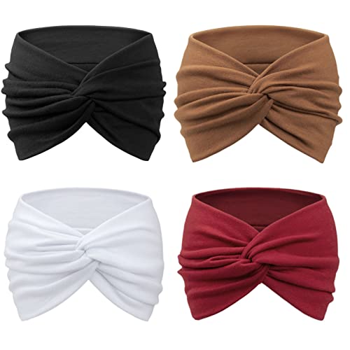 DRESHOW 4 Pièces Bandeau Cheveux Femme Boho Bandeaux Vintage Fleur Imprimé Hair Bandeau Cross Noué Élastique Bande de Cheveux Accessoire – vue 3