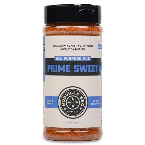 Mudville BBQ Prime Sweet All Purpose BBQ Rub Seasoning, World Champion Pitmaster Recipe, 12 oz Shaker Bottle