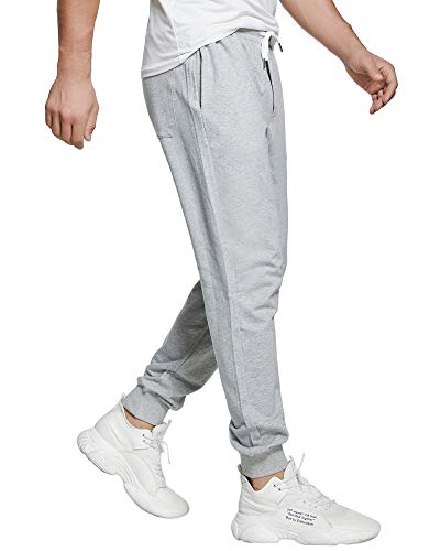 Czzstance Men's Joggers Sweatpants Cotton Casual Pants With Pockets Drawstring Gym Workout Athletic Training Pants Grey Medium #TOP1
