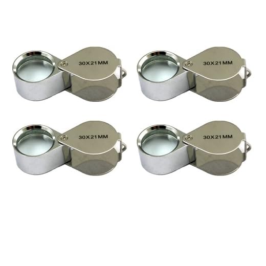 4 Pcs Mini 30X 21mm Jeweler Jeweler's Jewelry Loupe Magnifier Magnifying Glass Silver w/ Box