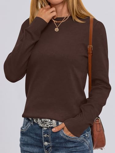 ANRABESS Women’s Long Sleeve Crew Neck Sweater Top Coffee XXS — view 2
