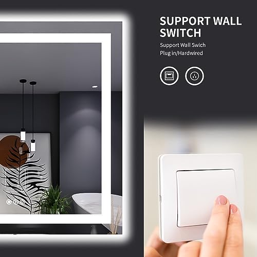 LOAAO 32"X32" LED Bathroom Mirror with Lights, Anti-Fog, Dimmable, Backlit + Front Lit, Lighted Bathroom Vanity Mirror for Wall, Memory Function, Tempered Glass, Shatter-Proof, ETL Listed