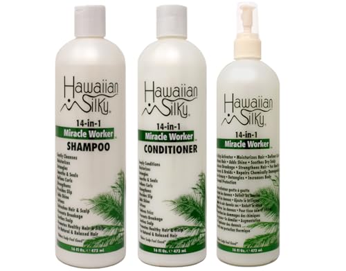 Hawaiian Silky 14-in-1 Miracle Worker Hair Care Set, Shampoo, Conditioner and Activator Spray, 16 Fl Oz Each