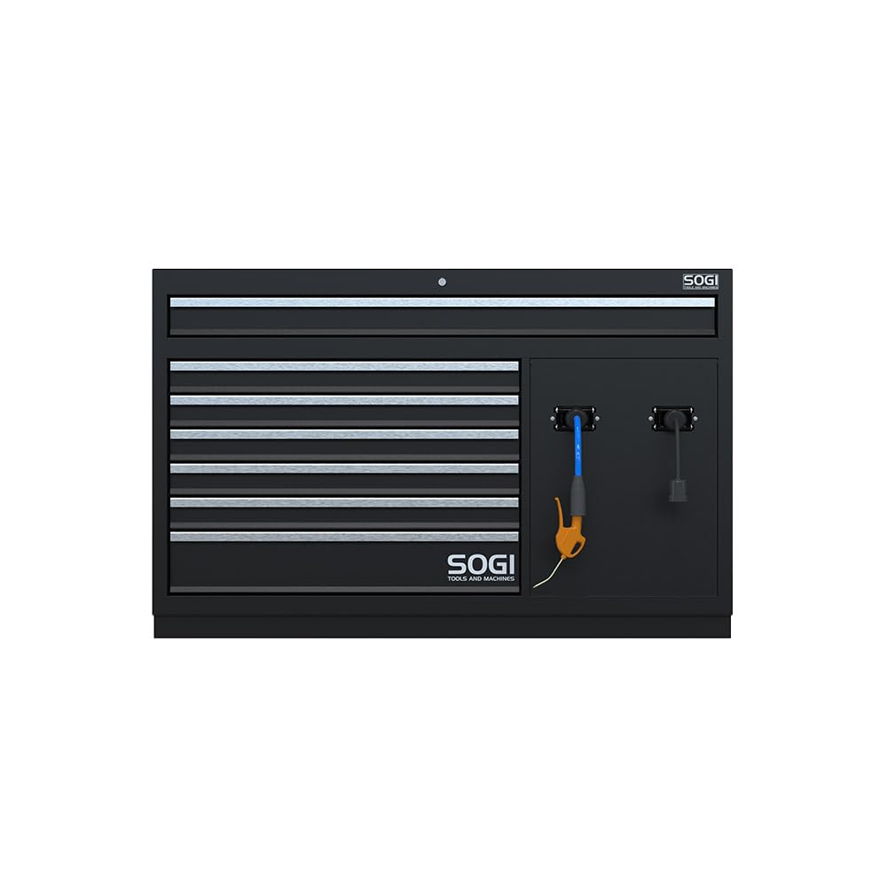 Sogi ARR-M-A-7C-AE Cassettiera per arredo officina - 7 cassetti - vano con avvolgitubo aria e avvolgicavo elettrico