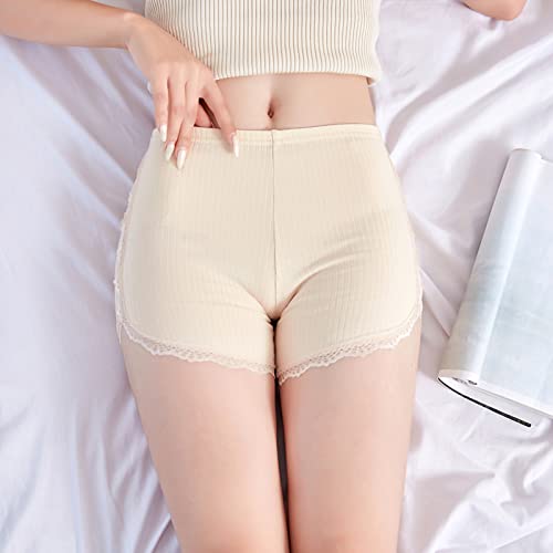 Laisve レディース ペチパンツ レース裾×リブ綿 透けにくい