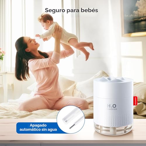 Miniatura 5 de Humidificador De Aire 500 Ml Para Habitación Pequeña Humidificador Silencioso Y Compacto Humidificador Para Habitación Humificador De Humedad Portátil Con Apagado Automático Seguro