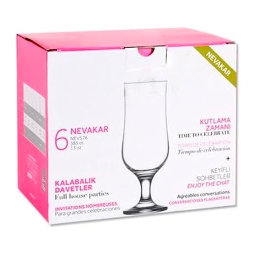 Acan Tradineur - Pack de 6 Copas - Modelo Nevakar - Capacidad: 385 ml - Ideal para Vino - Aptas para lavavajillas - Tamaño Aprox: Ø 6,5 x 19 cm