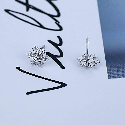 Silver Snowflake Earrings Cubic-Zirconia Sensitive Earring For Women Hypoallergenic ,Christmas, Sexy Earrings #TOP3