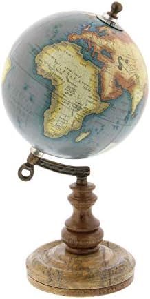 Deco 79 Plastic Globe with Wood Base, 5" x 5" x 10", Brown