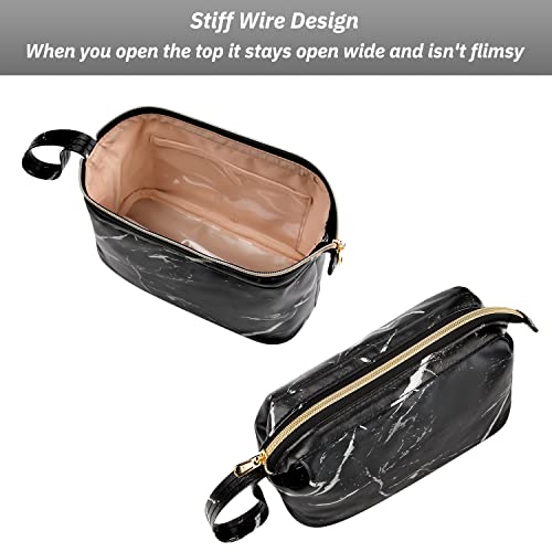 Ocheal Marble Makeup Bag, Travel Makeup Bag Organizer Cosmetic Bags Large Capacity Portable Make Up Bag With Handle For Purse Everyday Use Pouch -Marble Black #TOP4