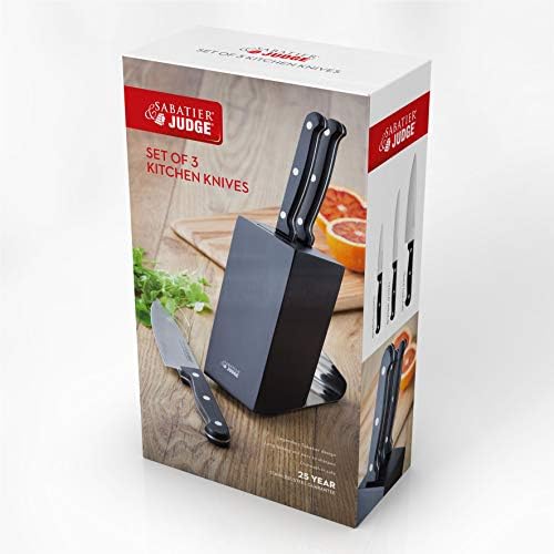 Judge Sabatier IV63 Kitchen Knife Set Block with Knives, 3 Piece, Stainless Steel, Razor Sharp Blades - 25 Year Guarantee