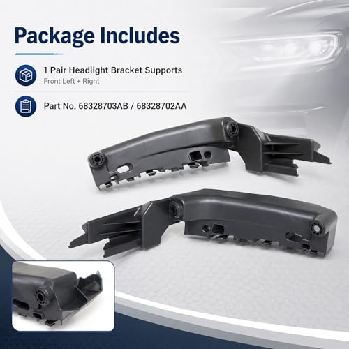 AOUTTUOA 2PCS Headlight Bracket Mount Compatible with 2014-2022 Jeep Grand Cherokee, Driver & Passenger Side Headlight Support Retainer, Replace# 68328702AA 68328703AB CH1042117 CH1043117 by AOUTTUOA - Image 5
