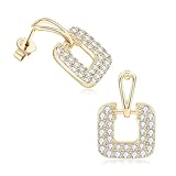 Pendientes de moissanita para Mujer con circonita cúbica Cuadrada geométrica chapada en Oro de 18 Quilates con Diamantes