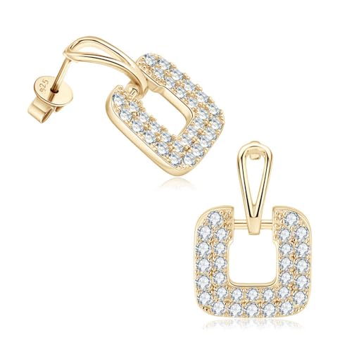 Boucles d'oreilles Moissanite carré or 18k, le cadeau d'anniversaire idéal pour elle