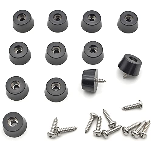TOPINSTOCK Non Slip Rubber Feet with Steel Screws, 1" W x 1/2" H, 12 Pack