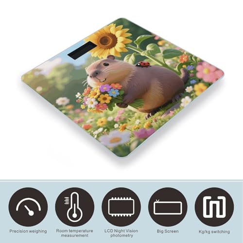 Báscula digital Cute Flower Capybara para cuerpo, 180 kg miniatura 3