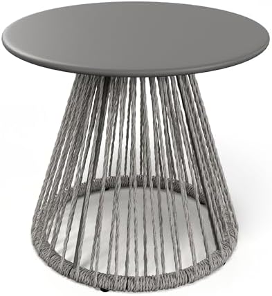 di volio Beistelltisch rund 43cm Polyrattan Stahl wetterfest Outd...