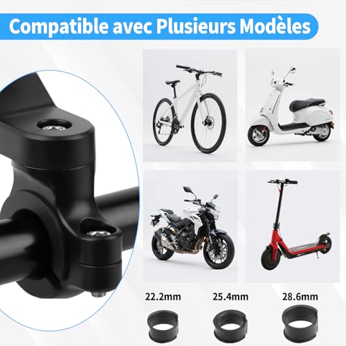 Universel Handlebar Mount Support de Téléphone Portable Amovible pour vélo, Support Smartphone pour Guidon de Moto, Attache Telephone Moto, Rotatif à 360° pour Guidon de Vélo,Trottinette,Quad,Scooter – vue 3