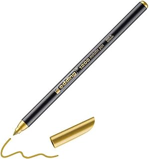 edding 1200 Metallic Colour Pen - Gold - 1 Pen - Round Nib 1-3 mm - Glitter Metallic Marker for Writing, Drawing and Sketching - for Guests Books, Card Making, DIY Photo Albums and Scrapbooking